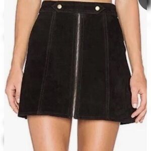 Understated Leather Free People Genuine Leather Suede Western Mini Skirt Medium